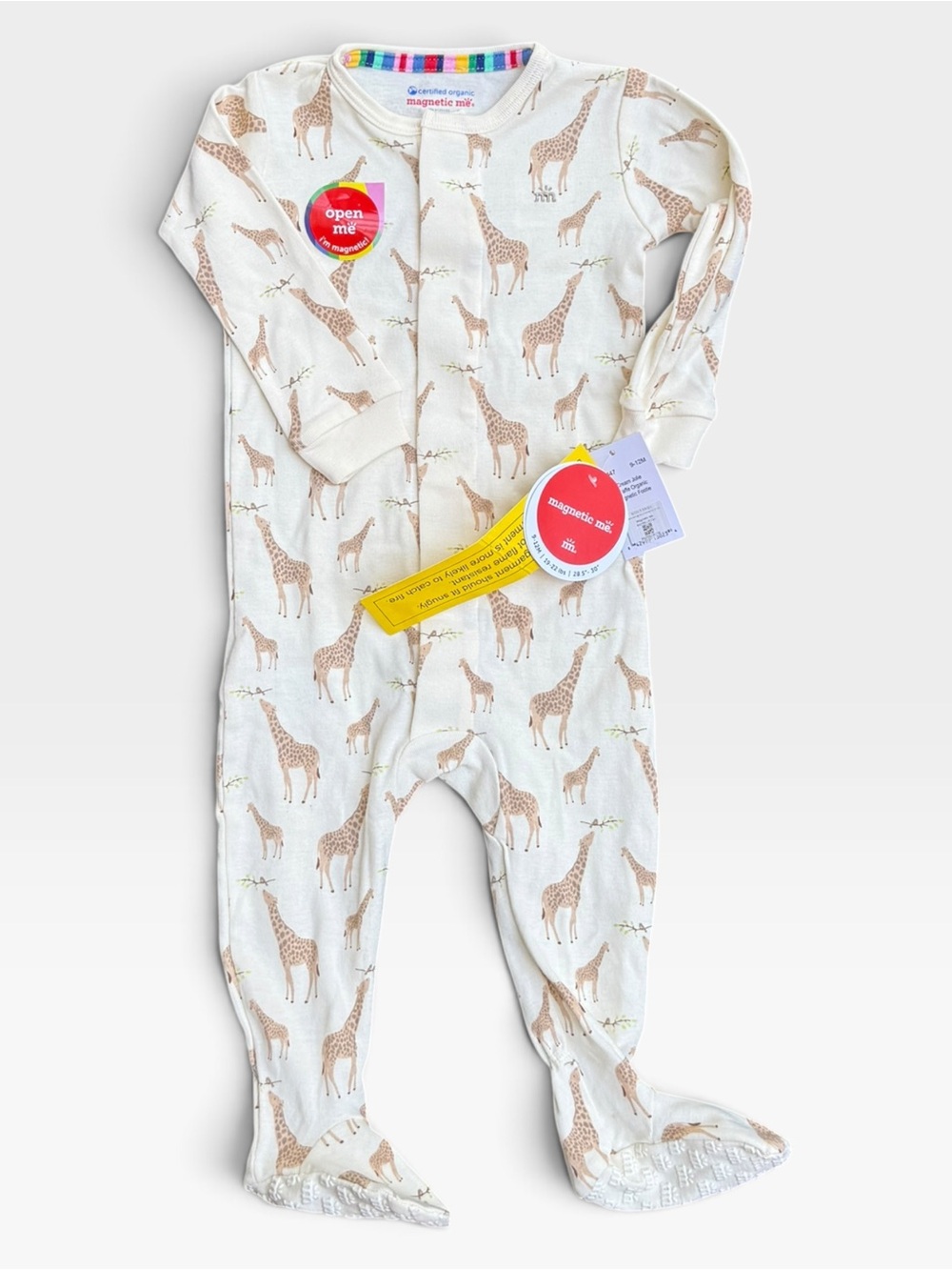 Magnetic Me Organic Cotton Giraffe Footie Pajama 12M NWT